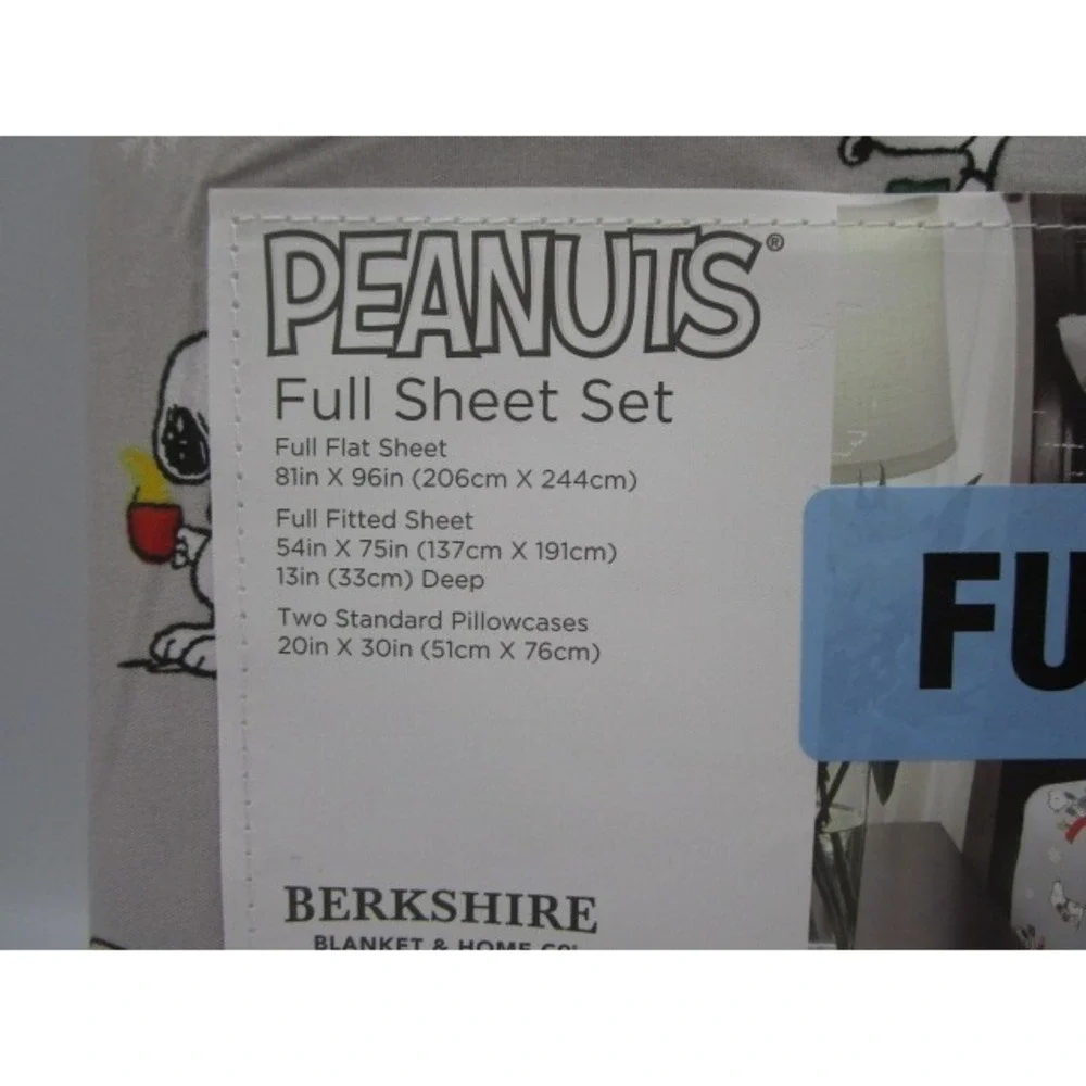 Peanuts Christmas Gray Full Sheet Set By Berkshire 4 Piece Snoopy Charlie Brown